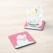 Ein Schneemann, der für eine fallende Schneeflocke Untersetzer (Rechte Seite)