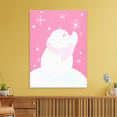 Ein Schneemann, der nach einer fallenden Schneeflo Leinwanddruck (Insitu (Wohnzimmer))