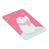 Ein Schneemann, der nach einer fallenden Schneeflo Magnet (Rechte Seite)