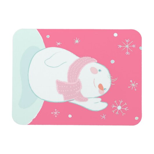 Ein Schneemann, der nach einer fallenden Schneeflo Magnet (Horizontal)