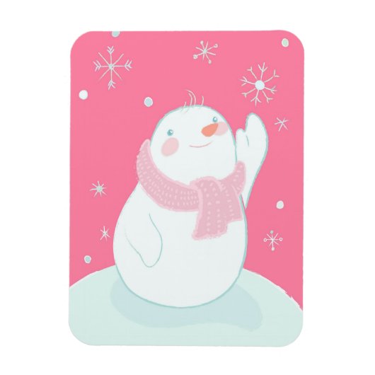 Ein Schneemann, der nach einer fallenden Schneeflo Magnet (Vertikal)