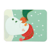 Ein Schneemann hängt ein Ornament an einem Baum Magnet (Horizontal)