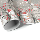 Ein Schneemann im Schneewald Geschenkpapier (Rolleneckpunkt)