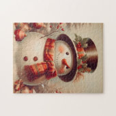 Ein Schneemann in einer Winterlandschaft Puzzle (Horizontal)