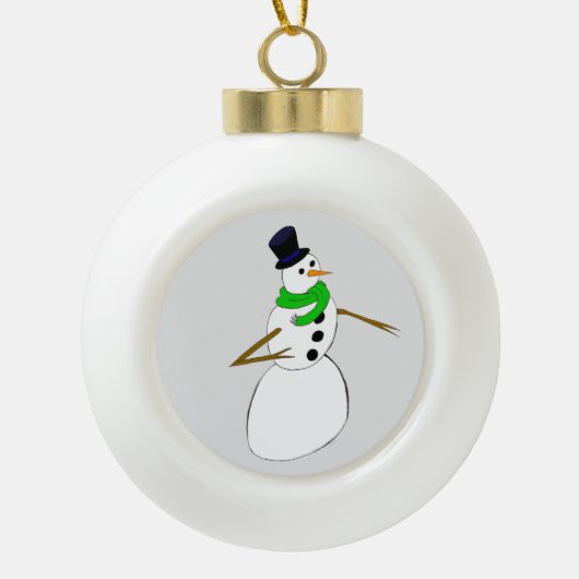 ein Schneemann Keramik Kugel-Ornament (Vorderseite)