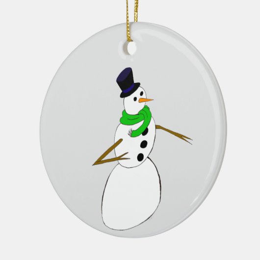 ein Schneemann Keramik Ornament (Links)