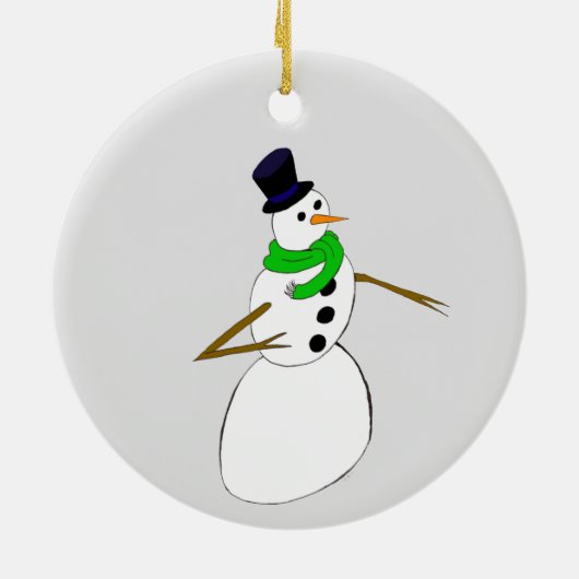ein Schneemann Keramik Ornament (Hinten)