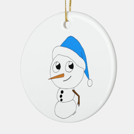 ein Schneemann Keramik Ornament (Links)