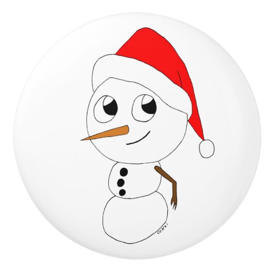 ein Schneemann Keramikknauf (Vorderseite)