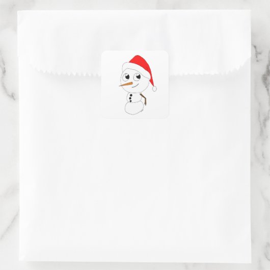 ein Schneemann Quadratischer Aufkleber (Tasche)