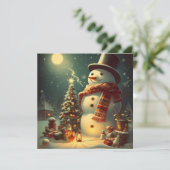 Ein Schneemann unter dem Mond Karte (Stehend Vorderseite)