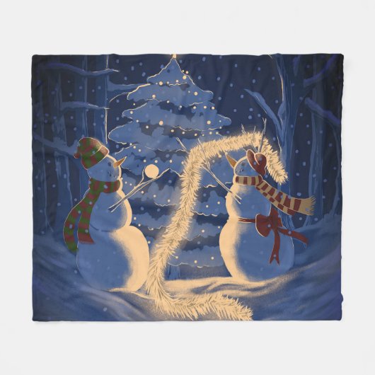 Ein Schneemann-Weihnachten Fleecedecke (Vorderseite (Horizontal))