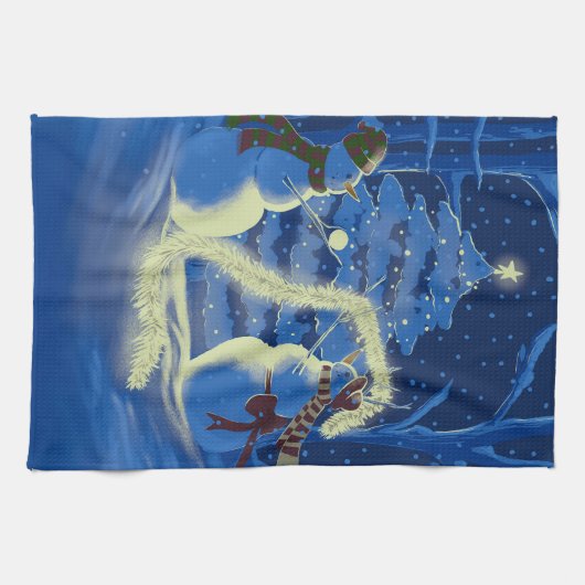 Ein Schneemann-Weihnachten Geschirrtuch (Horizontal)