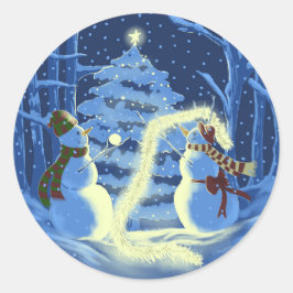Ein Schneemann-Weihnachten Runder Aufkleber