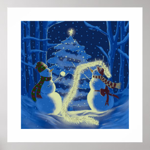 Ein Schneemann-Weihnachtsposter Poster