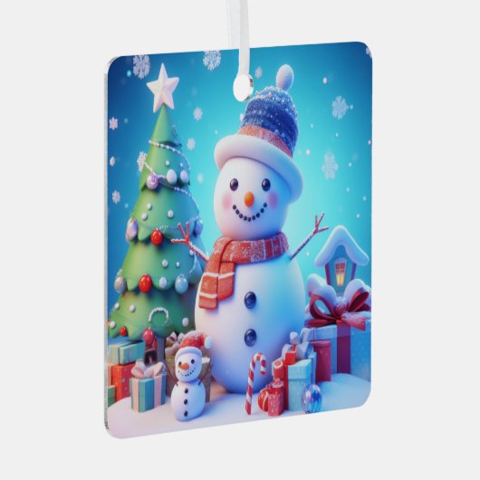 Ein Schneemanns Weihnachtsjubeln Ornament Aus Metall (Vorderseite Rechts)