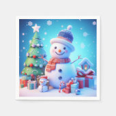 Ein Schneemanns Weihnachtsjubeln Serviette (Vorderseite)