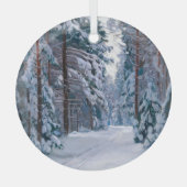 Ein schneesicherer Weg im Wald Ornament Aus Glas (Vorderseite)