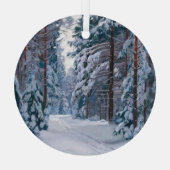 Ein schneesicherer Weg im Wald Ornament Aus Glas (Rückseite)