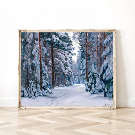 Ein schneesicherer Weg im Wald Poster