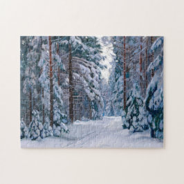 Ein schneesicherer Weg im Wald Puzzle