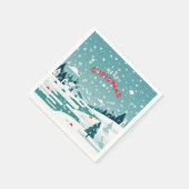 Ein schneesicheres Weihnachtsdorf Serviette (Ecke)