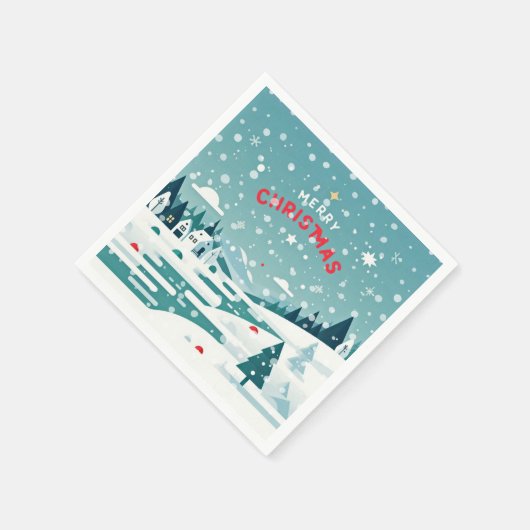 Ein schneesicheres Weihnachtsdorf Serviette (Ecke)