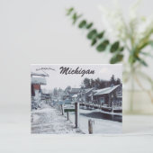 Ein Schneetag in Leland Michigan USA Postkarte (Stehend Vorderseite)