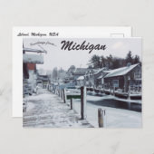 Ein Schneetag in Leland Michigan USA Postkarte (Vorne/Hinten)