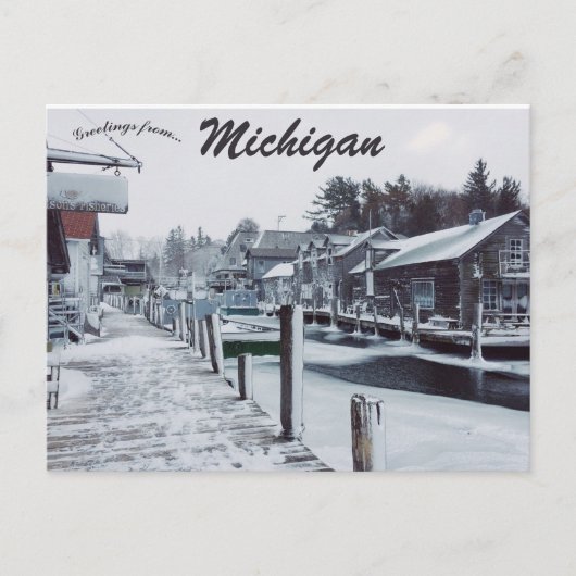 Ein Schneetag in Leland Michigan USA Postkarte (Vorderseite)