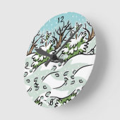 Ein Schneewald - Runde Wanduhr (Winkel)
