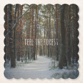 Ein Schneeweg im Kiefernwald Untersetzer (Vorderseite)