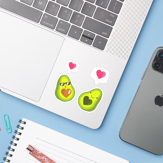 EIN SCHNELLER AVOCADO-STICKER AUFKLEBER (Laptop mit iPhone)