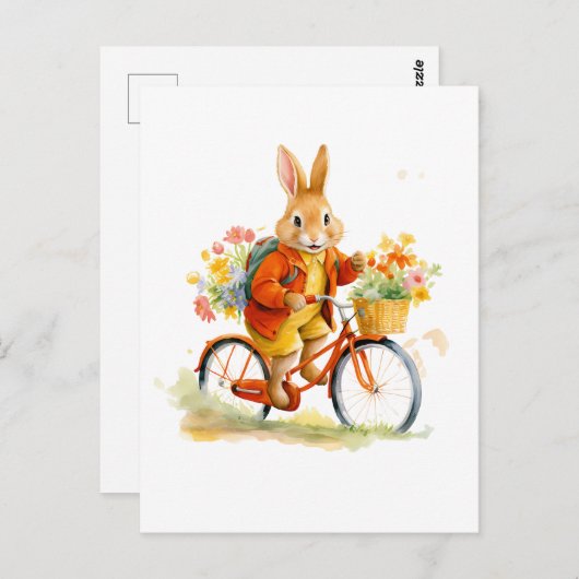 EIN SCHNELLES RABBIT MIT RAD Art Postcard Postkarte (Vorne/Hinten)