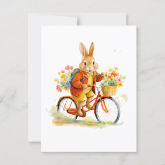 EIN SCHNELLES RABBIT MIT RAD Art Postcard Postkarte