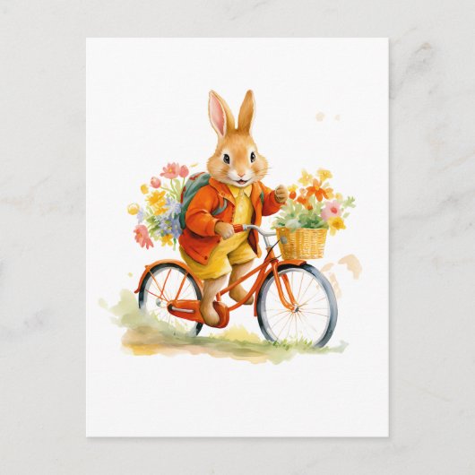 EIN SCHNELLES RABBIT MIT RAD Art Postcard Postkarte (Vorderseite)