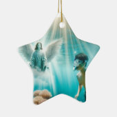 Ein Schnorcheler beherbergt einen Engel im Riff Keramik Ornament (Rechts)