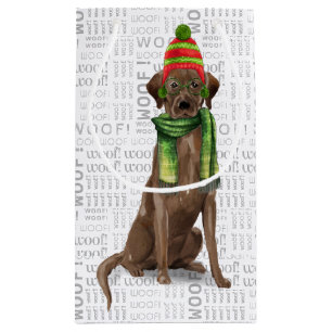 Ein Schokolade-Labrador Welpen Weihnachten Kleines Kleine Geschenktüte