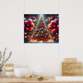 Ein schön dekorierter Weihnachtsbaum und Blumen Poster (Küche)