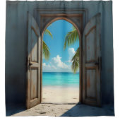 Ein schöner Blick auf den karibischen Strand Duschvorhang (Vorderseite)