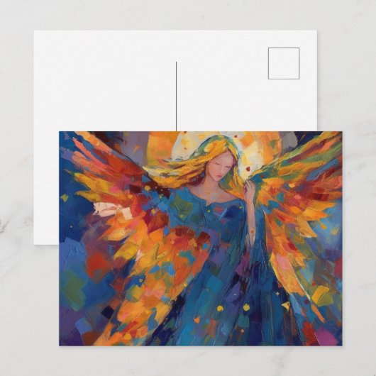 Ein schöner, farbenfroher Engel Postkarte (Vorne/Hinten)