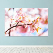 Ein schöner Haufen Sakura-Blume im rosa Hintergrun Leinwanddruck (Insitu (Holzboden))