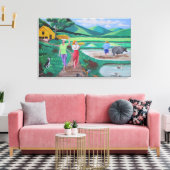 Ein schöner Morgen auf dem Bauernhof Leinwanddruck (Insitu (Wohnzimmer))