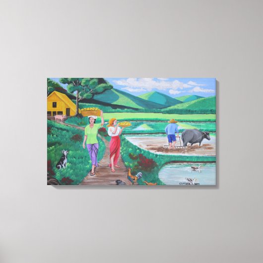 Ein schöner Morgen auf dem Bauernhof Leinwanddruck (Vorderseite)