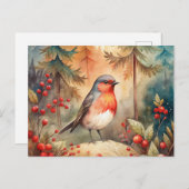 Ein schöner Robin im Herbst Postkarte (Vorne/Hinten)