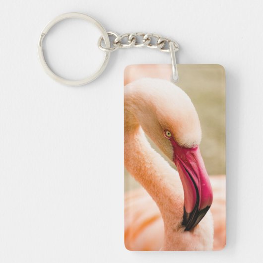Ein schöner rosa Flamingo Schlüsselanhänger (Vorderseite)