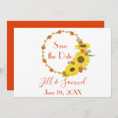 Ein schöner, rustikaler Sonnenblumenkranz Save The Date (Vorne/Hinten)