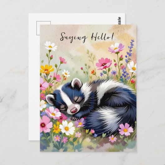 Ein schöner Skunk | Sprichwort Hallo Postkarte (Vorne/Hinten)