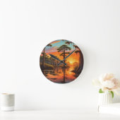 Ein schöner Sonnenuntergang auf der Bucht Runde Wanduhr (Zuhause)