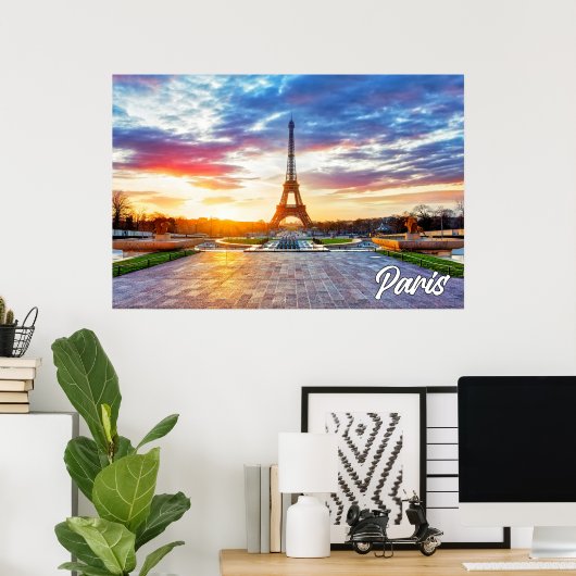 Ein schöner Sonnenuntergang über Paris, Frankreich Poster (Heimbüro)